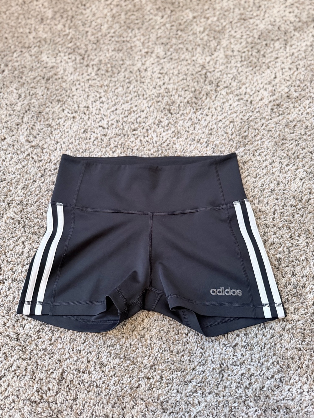 adidas Women's Black Athletic Shorts with White 3-Stripes